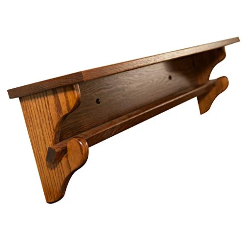 RRD Mounted Quilt Rack With Shelf – Amish Made Quilt Hangers For Wall Hangings With Display Shelf – Rustic Quilt Wall Hangers For Twin To King Blankets (Oak Wood, Michaels Stain, 36” L) 2 RRD Mounted Quilt Rack With Shelf – Amish Made Quilt Hangers For Wall Hangings With Display Shelf – Rustic Quilt Wall Hangers For Twin To King Blankets (Oak Wood, Michaels Stain, 36” L) - Image 2