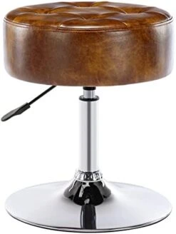 Duhome PU Leather Vanity Stool Makeup Stool Vanity Chair Height Adjustable Swivel Stool Round Ottoman White -Best Furniture Store 41jwkJp8LgL. AC