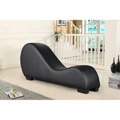 Kingway Furniture Kolar Faux Leather Yoga Chaise Lounge Chair, Relaxation, Streching, In Black