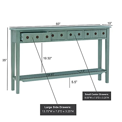 Powell Furniture Sadie Long Console Table, Teal 3 Powell Furniture Sadie Long Console Table, Teal - Image 3