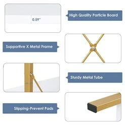 Finetones 5-Tier Ladder Shelf, Free Standing A-Shape Display Bookcase, Storage Organizer Unit With Metal Frame, Flower Stand Plant Rack For Living Room, Kitchen, Bathroom, Home Office, White/Gold 8 Finetones 5-Tier Ladder Shelf, Free Standing A-Shape Display Bookcase, Storage Organizer Unit With Metal Frame, Flower Stand Plant Rack For Living Room, Kitchen, Bathroom, Home Office, White/Gold -Best Furniture Store 41kYCPJVddL