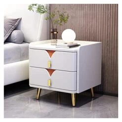 Chevet Intelligente Avec Chargement Sans Fil Armoire D'appoint Avec Tiroirs Tables Chevet LED Multifonctions