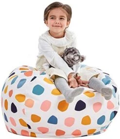 Nobildonna Stuffed Animal Storage Bean Bag Chair Cover Only For Kids Girls Toddler, Large Beanbag Chair Without Filling For Organizing Children Soft Plush Toys -Best Furniture Store 41kfLdxMUUL. AC 1