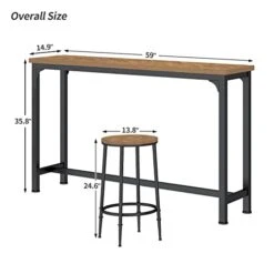 HOMYSHOPY Bar Table Set For 3, 4 Piece Dining Table Set With 3 Stools, Counter Height Kitchen Table Set With 3 Chairs For Breakfast Nook, Living Room And Apartment (Brown) -Best Furniture Store 41kg9HlaOoL