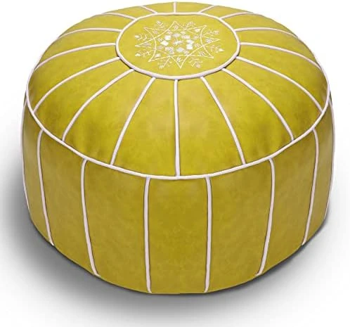 Bohepuffex Handmade Moroccan Pouf Foot Stool Round & Large Storage Cover Bohemian Style Ottoman An Exotic Décor For Living Room Bedroom Or Wedding Gifts Faux Leather Unstuffed Only Cover (color Block) 8 Bohepuffex Handmade Moroccan Pouf Foot Stool Round & Large Storage Cover Bohemian Style Ottoman An Exotic Décor For Living Room Bedroom Or Wedding Gifts Faux Leather Unstuffed Only Cover (color Block) - Image 8