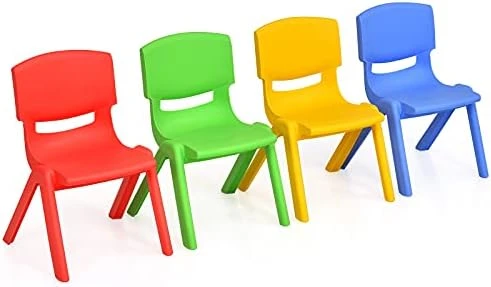 Costzon Kids Chairs, Stackable Plastic Learn And Play Chair For School Home Play Room, Colorful Chairs For Toddlers, Boys, Girls (Multicolor, 4 Chairs) 8 Costzon Kids Chairs, Stackable Plastic Learn And Play Chair For School Home Play Room, Colorful Chairs For Toddlers, Boys, Girls (Multicolor, 4 Chairs) - Image 8