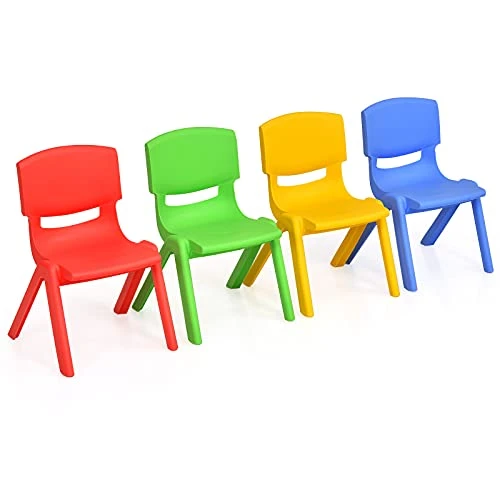 Costzon Kids Chairs, Stackable Plastic Learn And Play Chair For School Home Play Room, Colorful Chairs For Toddlers, Boys, Girls (Multicolor, 4 Chairs) 1 Costzon Kids Chairs, Stackable Plastic Learn And Play Chair For School Home Play Room, Colorful Chairs For Toddlers, Boys, Girls (Multicolor, 4 Chairs)