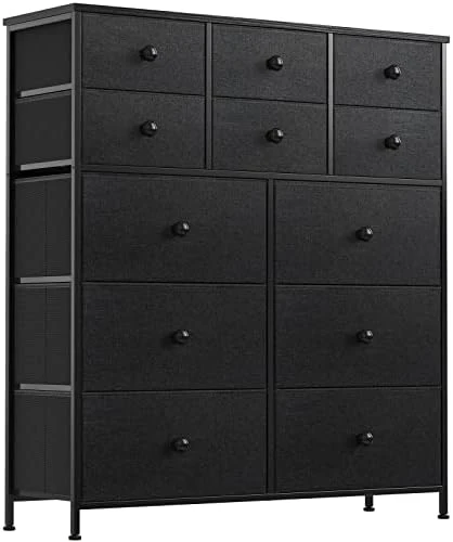 12 Drawer Dresser For Bedroom Chest Of Drawers Closets Large Capacity Organizer Tower Steel Frame Wooden Top Living Room Entryway Office (Black Grey) YLZ12B8 6 12 Drawer Dresser For Bedroom Chest Of Drawers Closets Large Capacity Organizer Tower Steel Frame Wooden Top Living Room Entryway Office (Black Grey) YLZ12B8 - Image 6