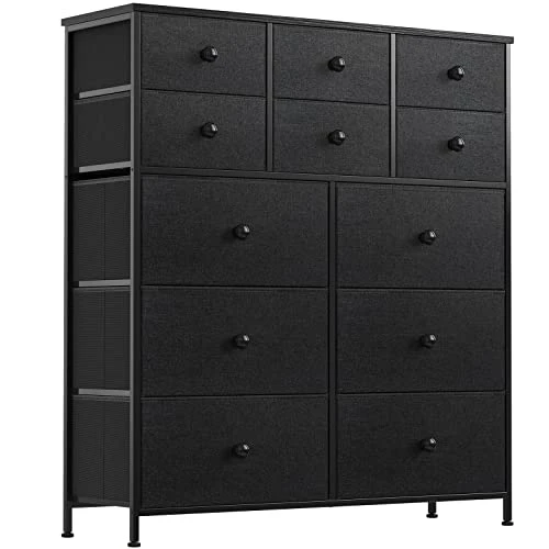 12 Drawer Dresser For Bedroom Chest Of Drawers Closets Large Capacity Organizer Tower Steel Frame Wooden Top Living Room Entryway Office (Black Grey) YLZ12B8 1 12 Drawer Dresser For Bedroom Chest Of Drawers Closets Large Capacity Organizer Tower Steel Frame Wooden Top Living Room Entryway Office (Black Grey) YLZ12B8