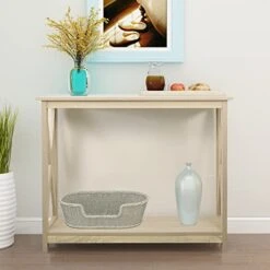 Rainbow Sophia Console Table Entryway Table Sofa Table, Modern Farmhouse Wood Console Table With 2-Tier Storage, 39 Inch, White Oak