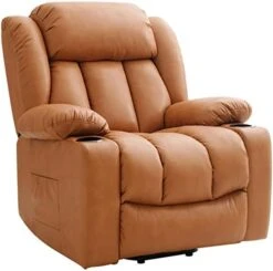 LEISLAND Power Lift Chairs Recliners For Elderly, Breathable Leather Recliner Chairs With Massage And Heat, Lay Flat Sleeper Chair With Cup Holder,OKIN Motor,USB Charge Port, Remote Control(Beige) -Best Furniture Store 41kre2 uq7L. AC