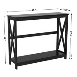 Yaheetech Console Table For Entryway, 2 Tier Entryway Table Bookshelf Accent Table W/Storage Shelf Living Room Entry Hall Foyer Table Furniture, Black,X-Design -Best Furniture Store 41krp8PntUL