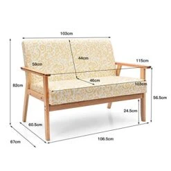 POWERSTONE Modern Upholstered Loveseat, Fabric Loveseat Sofa Couch Wooden 2-Seat Armchair For Home And Office (Yellow, Loveseat) -Best Furniture Store 41kyKWaLeWL