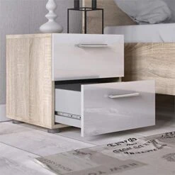 Contemporary 3 Piece Bedroom Set With Two Nightstands And 8 Drawer Double Dresser In Oak And White Gloss 6 Contemporary 3 Piece Bedroom Set With Two Nightstands And 8 Drawer Double Dresser In Oak And White Gloss -Best Furniture Store 41kz2lvpnUL