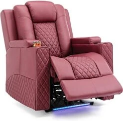 Power Recliner Chair, Electric Massage Recliner Sofa With Cup Holders And LED Lighting, PU Leather Reclining Chair For Living Room, Home Theater Seating(Black) 13 Power Recliner Chair, Electric Massage Recliner Sofa With Cup Holders And LED Lighting, PU Leather Reclining Chair For Living Room, Home Theater Seating(Black) -Best Furniture Store 41lAm6JWFRL. AC