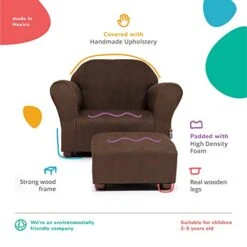 KEET Roundy Child Size Chair With Microsuede Ottoman, Brown, Ages 2-5 Years -Best Furniture Store 41lM5sSdaAL