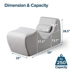 ZINUS Lotus Zero Gravity Chaise Lounger / Foam Recliner For Living Room / Ergonomic Positioning For Better Relaxation / Pillow Included / No Assembly Dark Grey 59D X 23W X 28.5H In -Best Furniture Store 41lOWAgB0sS