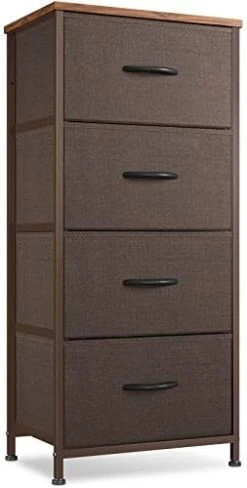 Dresser For Bedroom With 4 Drawers, Big Fabric Storage Tall Tower Dresser For Hallyway Closets, Sturdy Steel Frame, Wood Top, Black Grey -Best Furniture Store 41lVgDIdr0L. AC