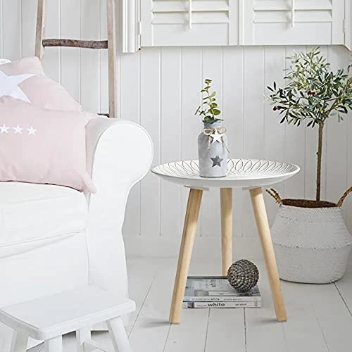 TRSPCWR Nesting Tables Set Of 2, Round Nesting Coffee Table, End Table With Gold Peacock Pattern, Easy Assembly Retro Side Desk For Living Room, Bedroom, Office, 15.7in 13.7in 3 TRSPCWR Nesting Tables Set Of 2, Round Nesting Coffee Table, End Table With Gold Peacock Pattern, Easy Assembly Retro Side Desk For Living Room, Bedroom, Office, 15.7in 13.7in - Image 3