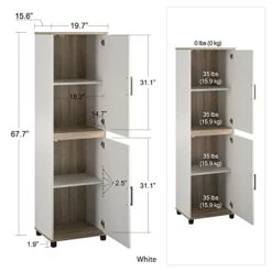 UFOM 2 Door Kitchen Pantry Cabinet, White -Best Furniture Store 41ld3IBE6ZL