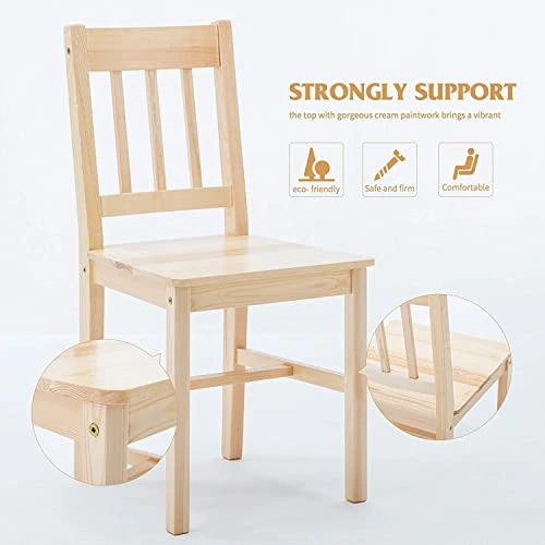 Alohappy Dining Table Set For 4, Pine Wood Kitchen Table Dining Table And Chairs Set 5PCS For 4 Person For Kitchen Dining Room Living Room 3 Alohappy Dining Table Set For 4, Pine Wood Kitchen Table Dining Table And Chairs Set 5PCS For 4 Person For Kitchen Dining Room Living Room - Image 3