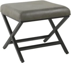 Homepop Home Decor | Modern Square Ottoman With Metal X Base | Ottoman For Living Room & Bedroom | Decorative Home Furniture (Onyx) -Best Furniture Store 41m2eMXLiIL. AC