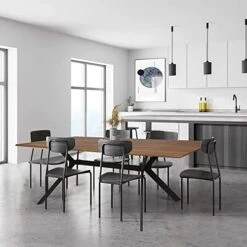 LUCKYERMORE 71"x35.5" Dining Table For 6-8 Mid-Century Modern Rectangle Wood Kitchen Table Farmhouse Dining Table For Dining Room Balcony Cafe Bar Conference Walnut 12 LUCKYERMORE 71"x35.5" Dining Table For 6-8 Mid-Century Modern Rectangle Wood Kitchen Table Farmhouse Dining Table For Dining Room Balcony Cafe Bar Conference Walnut -Best Furniture Store 41m2k84oBpL