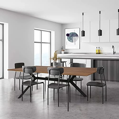 LUCKYERMORE 71"x35.5" Dining Table For 6-8 Mid-Century Modern Rectangle Wood Kitchen Table Farmhouse Dining Table For Dining Room Balcony Cafe Bar Conference Walnut 6 LUCKYERMORE 71"x35.5" Dining Table For 6-8 Mid-Century Modern Rectangle Wood Kitchen Table Farmhouse Dining Table For Dining Room Balcony Cafe Bar Conference Walnut - Image 6