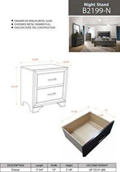 – 6-Piece Gray Wood With Faux Leather Headboard Queen Bedroom Set. Bed, Dresser, Mirror, Chest, 2 Night Stands -Best Furniture Store 41mIb9C1a1L