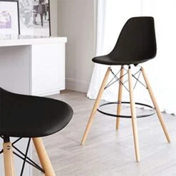 2xhome - Set Of Two (2) -Black- 25" Seat Height Molded Plastic Modern Counter Stools With Backs And Armless Natural Legs Wood Eiffel Legs Dowel-Leg 18 2xhome - Set Of Two (2) -Black- 25" Seat Height Molded Plastic Modern Counter Stools With Backs And Armless Natural Legs Wood Eiffel Legs Dowel-Leg -Best Furniture Store 41mJjMCW61L