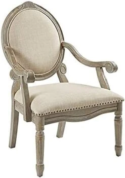 Madison Park Brentwood Accent Chairs-Birch Hardwood, Hand Carved Scroll Design Living Armchair Modern Classic Style Family Room Sofa Furniture Bedroom Lounge, Medium, Beige -Best Furniture Store 41mNj7MHSeL. AC