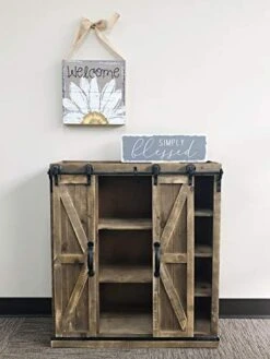 Sliding Barn Door Wall Storage Cabinet Freestanding Console Cabinet Buffet Modern Farmhouse Sideboard Organizer Distressed Furniture Wood Fully Assembled Shabby Chic 29.1 X 12.4 X 31.9 Inches (Brown)