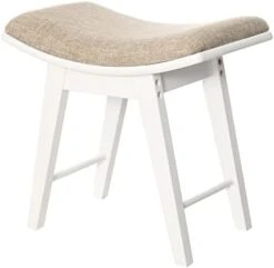 Vanity Stool With Rubberwood Legs, Vanity Bench, Vanity Seat With Padded Cushion, Capacity 330lb, Makeup Dressing Stool For Bedroom, Brown -Best Furniture Store 41mU6eYkUL. AC