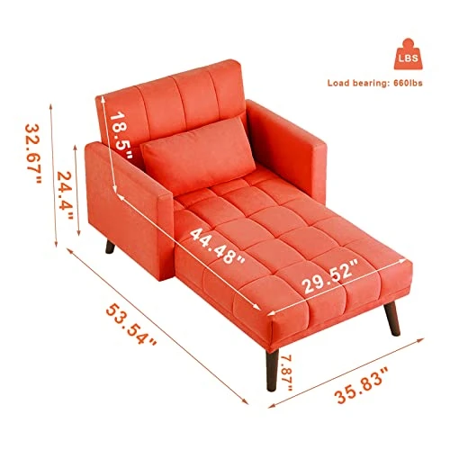 Lamerge Sleeper Sofa Chair Bed, 3-in-1 Convertible Chair Bed With Pillow,Adjustable Backrest Chaise Lounge Sleeper Couch Bed,Velvet Sofa Bed Reclining Chair For Apartment,Solid Wood Legs,Red 2 Lamerge Sleeper Sofa Chair Bed, 3-in-1 Convertible Chair Bed With Pillow,Adjustable Backrest Chaise Lounge Sleeper Couch Bed,Velvet Sofa Bed Reclining Chair For Apartment,Solid Wood Legs,Red - Image 2