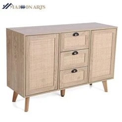 MAISON ARTS Buffet Sideboard Rattan Storage Cabinet With 3 Drawers And 2 Doors & Shelves, Kitchen Cabinet Buffet Cupboard Table With Spacious Table Top For Kitchen Dining Room Living Room 16 MAISON ARTS Buffet Sideboard Rattan Storage Cabinet With 3 Drawers And 2 Doors & Shelves, Kitchen Cabinet Buffet Cupboard Table With Spacious Table Top For Kitchen Dining Room Living Room -Best Furniture Store 41ma7CgOIpL
