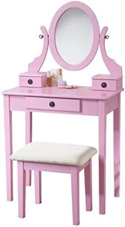 Moniya White Wood Vanity Table And Stool Set (3415WH) Medium 27 Moniya White Wood Vanity Table And Stool Set (3415WH) Medium -Best Furniture Store 41maVoDjicL. AC