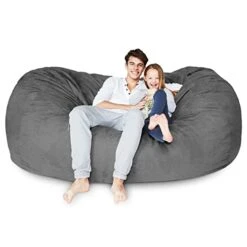 Lumaland Luxurious Giant 7ft Bean Bag Chair With Microsuede Cover - Ultra Soft, Foam Filling, Washable Jumbo Bean Bag Sofa For Kids, Teenagers, Adults - Sack Chair For Dorm, Family Room - Dark Grey 18 Lumaland Luxurious Giant 7ft Bean Bag Chair With Microsuede Cover - Ultra Soft, Foam Filling, Washable Jumbo Bean Bag Sofa For Kids, Teenagers, Adults - Sack Chair For Dorm, Family Room - Dark Grey -Best Furniture Store 41miE4IjGdL
