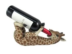 DWK "Tall Drink Giraffe Decorative Table Top Wine Bottle Holder | Home Bar Decor | Wine Accessories For A Wine Bar | Kitchen Organization | Great Gifts For Her - 13.5"