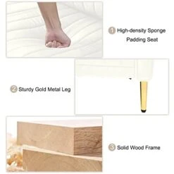 KIVENJAJA Velvet Loveseat Sofa, Channel Tufted 2-Seater Small Couch, Modern Love Seat With 2 Pillows For Living Room Bedroom Apartment, 55”W (Beige) -Best Furniture Store 41mkkhPOMlL