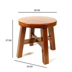 D&L Solid Wood Vintage Footstool, Creative Home Living Room Seat Stool Round 4 Legs Wooden Shoe Stool-A L28xW28xH27cm -Best Furniture Store 41mnxHrcXZL