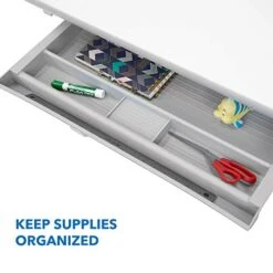 MOUNT-IT! Height Adjustable Desk For Kids [31.5" X 26"] Children's Workstation With Tilting Desktop And Drawer For Storage, Ergonomic Study Table For Writing, Drawing, Reading, Studying (Gray) -Best Furniture Store 41mrGjy6zYL