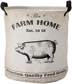 Goydema Collapsible Laundry Hamper Storage Basket, Farm Brown Pig Grain And Animal Feed Clothes Hamper Basket With Handle Waterproof Laundry Bag Round Storage Basket For Toy Home Organizer -Best Furniture Store 41mvY9JtnjL. AC