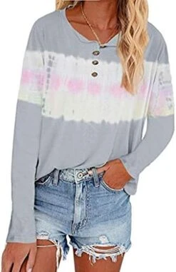 Meikosks Scoop Neck-Henley Shirts Women's Casual Long Sleeve Plus Size Tops Tie-Dye Button Blouses 11 Meikosks Scoop Neck-Henley Shirts Women's Casual Long Sleeve Plus Size Tops Tie-Dye Button Blouses -Best Furniture Store 41n0cPBV1fL. AC