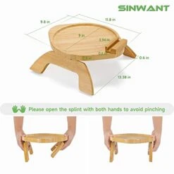 SINWANT Bamboo Sofa Tray Table Clip On Side Table Couch Arm With 360° Rotating Phone Holder, Couch Tray For Arm, Sofa Table For Eating/Drinks/Snacks/Remote/Control -Best Furniture Store 41n5FXPrW9L