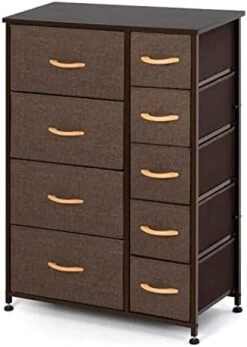 9 Drawers Vertical Storage Tower- Fabric Dresser, Sturdy Metal Frame, Fabric Storage Bins With Wooden Handle And Wooden Top, Organizer Unit For Bedroom/Closet/Hallway/Entryway,Grey -Best Furniture Store 41n7HAEFR5L. AC