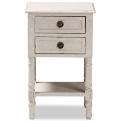 Baxton Studio Lenore 2 Drawer Nightstand In Whitewashed -Best Furniture Store 41n7fvnH1OL