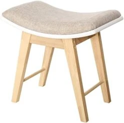 Vanity Stool With Rubberwood Legs, Vanity Bench, Vanity Seat With Padded Cushion, Capacity 330lb, Makeup Dressing Stool For Bedroom, Brown -Best Furniture Store 41nDmhDPgKL. AC