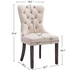 Civama Dining Chairs Set Of 6, Velvet Nikki Collection Dining Room Chair Upholstered Modern Luxury Tufted With Nailhead Trim Back Pull Ring Solid Wooden Legs, Beige -Best Furniture Store 41nEDTJDaBL