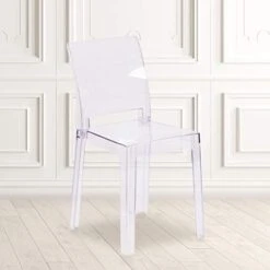 Flash Furniture Emilie Ghost Chair With Square Back In Transparent Crystal -Best Furniture Store 41nMr5kgxHL. AC