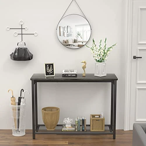 Ecoprsio Console Table Sofa Table With Mesh Shelves, 2 Tier Entryway Table Foyer Table For Entryway, Front Hall, Hallway, Sofa, Couch, Living Room, Coffee Bar, Kitchen, Grey 1 Ecoprsio Console Table Sofa Table With Mesh Shelves, 2 Tier Entryway Table Foyer Table For Entryway, Front Hall, Hallway, Sofa, Couch, Living Room, Coffee Bar, Kitchen, Grey